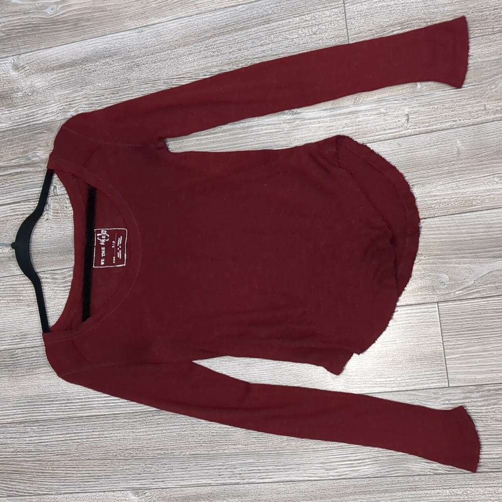 Free People Long Sleeve Burgundy Top S